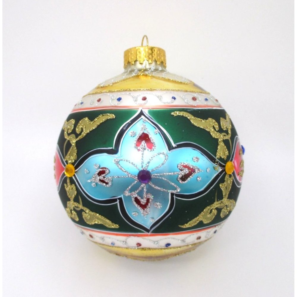 Fancy Orb Ball Glass Christmas Ornament Holiday Decor